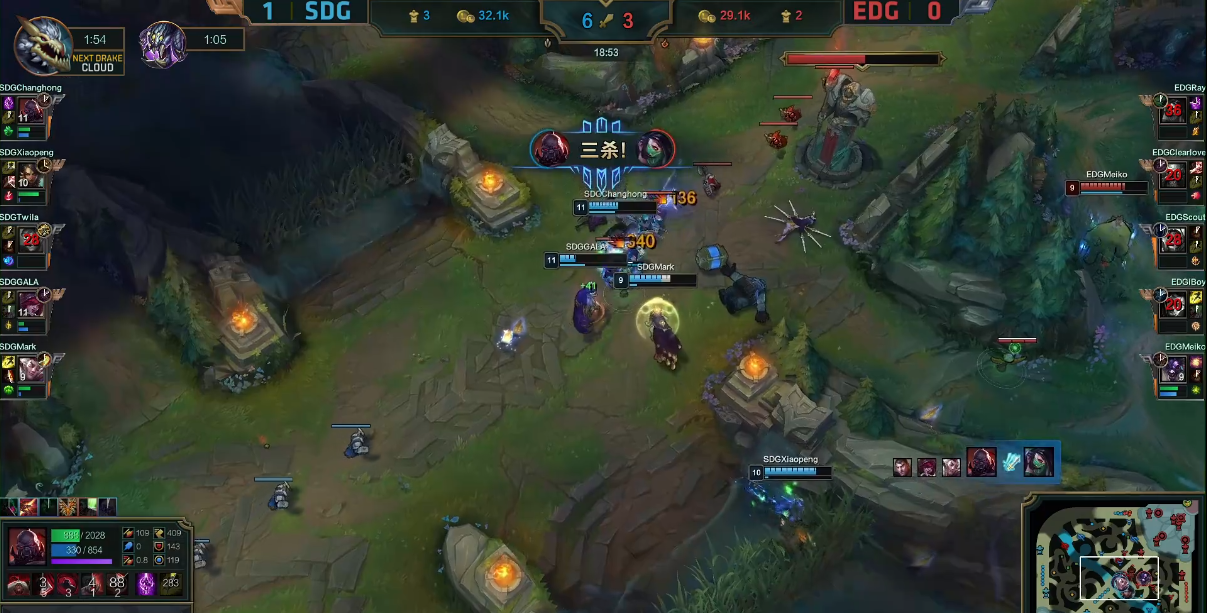 SDG3：0轻松带走EDG晋级，EDG打野互换也没能挽回败势