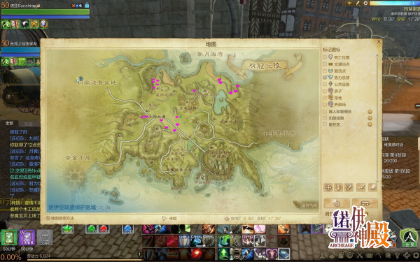 这是西大陆的双冠丘陵地图,在尘沙之丘上方,王国大道两侧,博伦公民