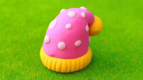 超轻黏土手工diy漂亮的粉色圆点帽子