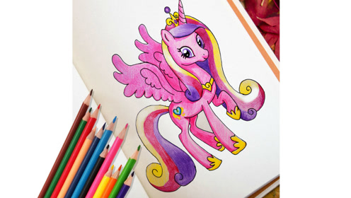 画一匹小马宝莉中漂亮的音韵公主!