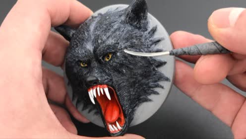 软陶粘土手办狼的浮雕教学