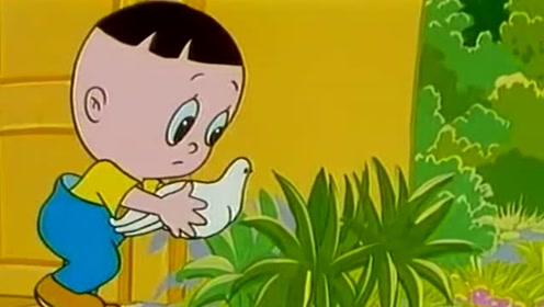 大头儿子把小鸽子的腿上治好了 ,它又可以飞了