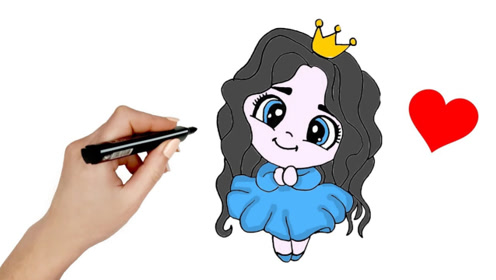 教你画一位美丽的公主,她的头发卷卷的,很是可爱!