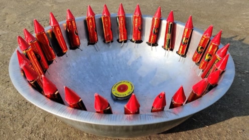 用口大铁锅来放烟花会发生啥?