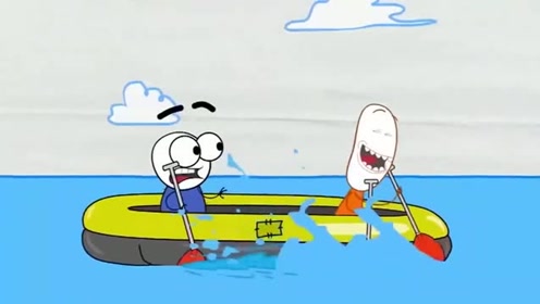 铅笔动画:铅笔人划船居然引来了大鱼