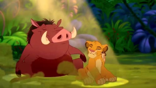 狮子王:彭彭和丁满陪伴着辛巴,渐渐让辛巴从悲伤中走出