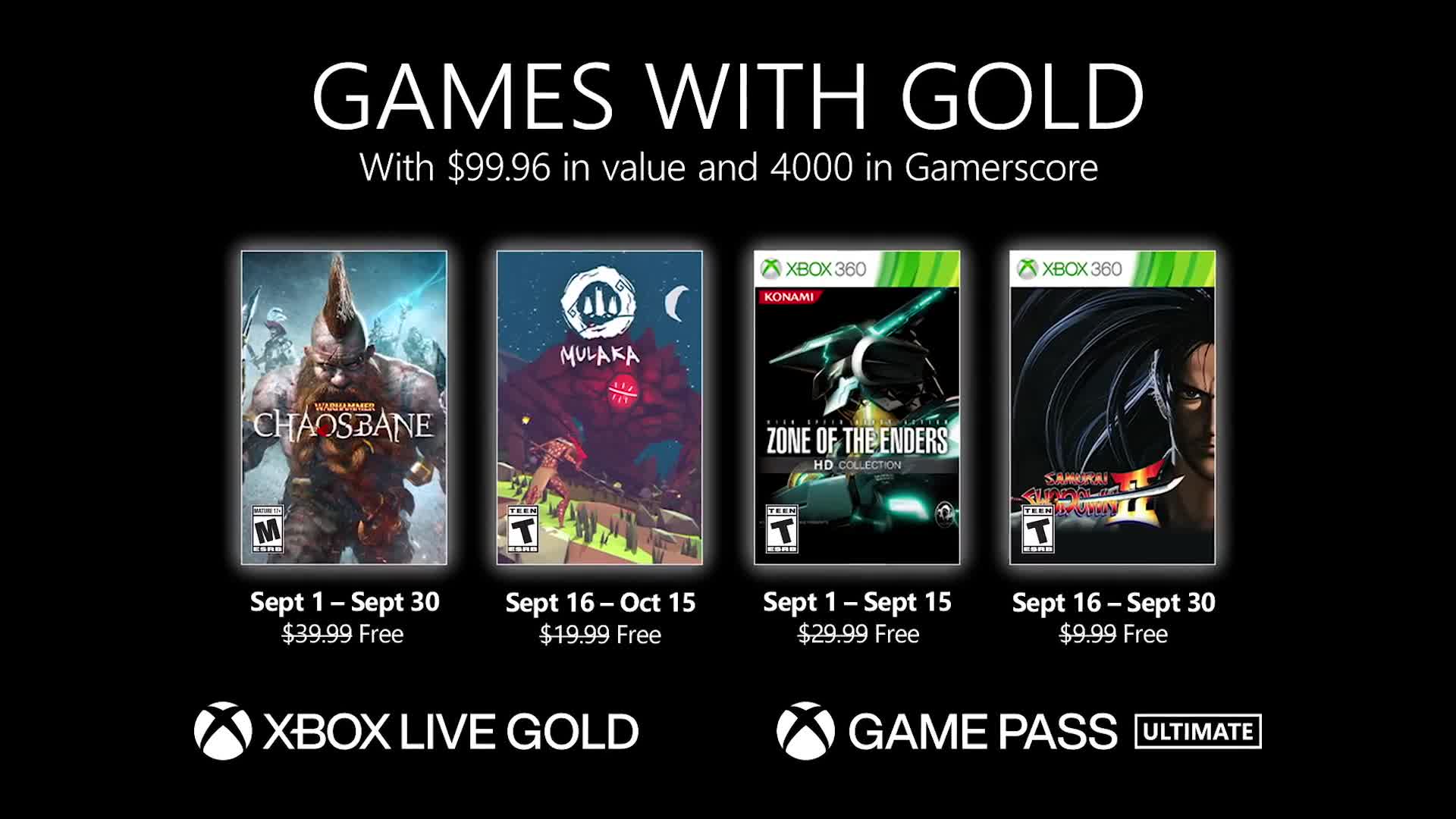 Xbox 2021 年 9 月金会员免费游戏公布